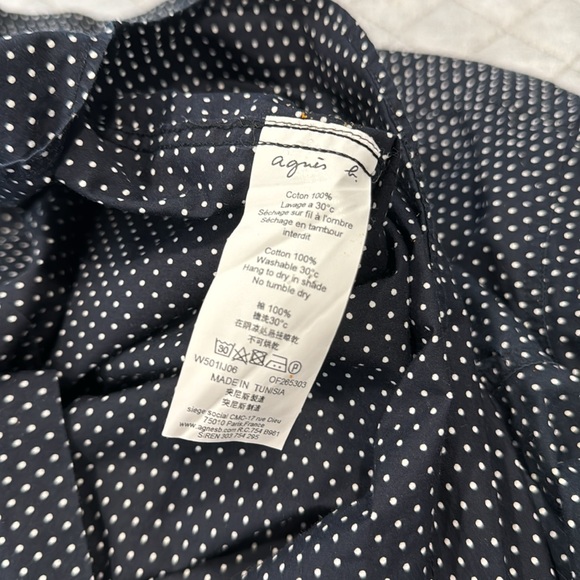 Agnes B. Homme Paris Mens Black Polka Dot Button Shirt - Picture 5 of 5